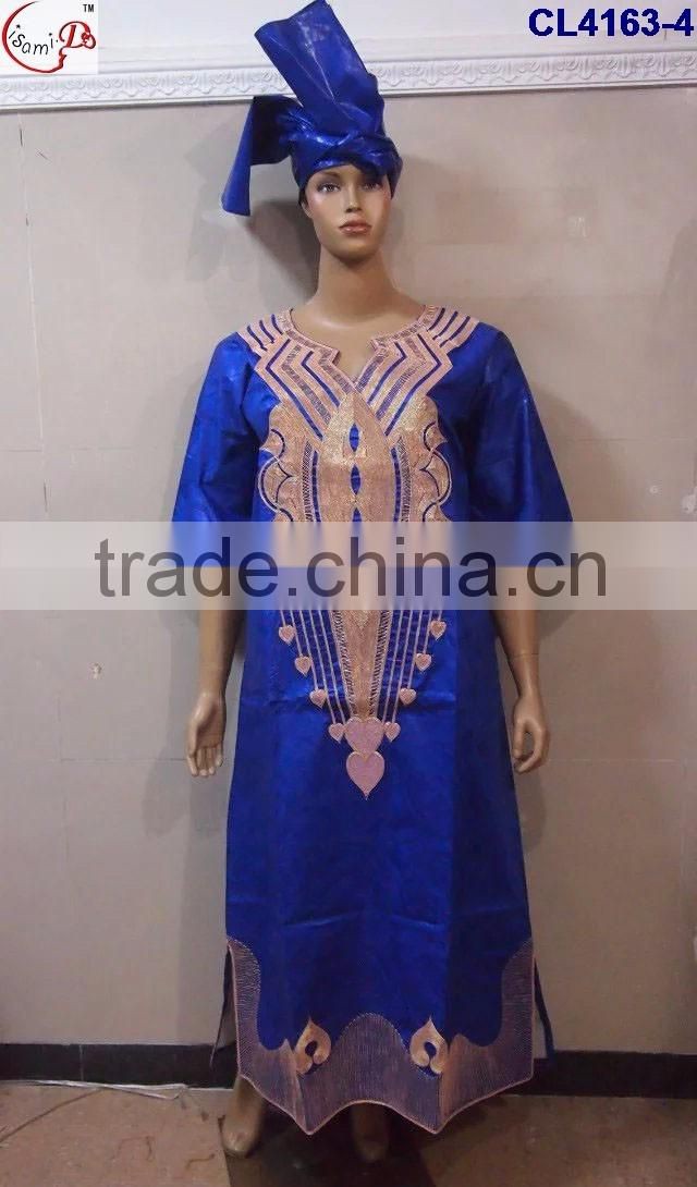 CL4163 Bazin Multicolored newest popular loose comfortable color special pattern long dress soft material African dress