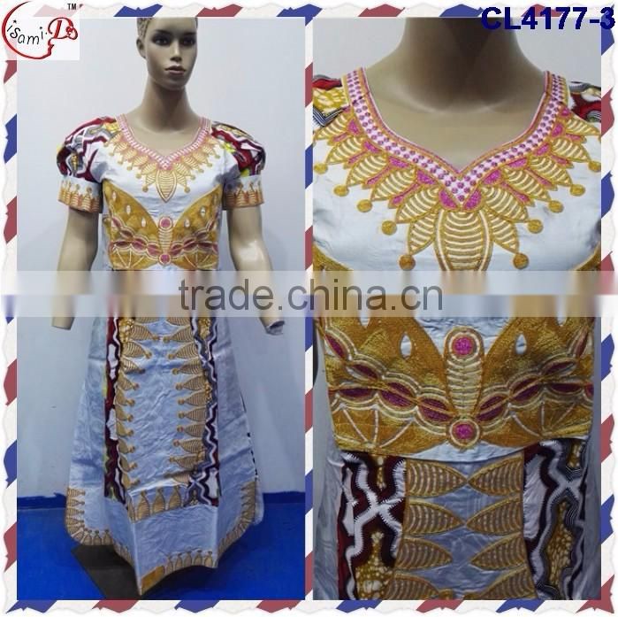 CL4177 Bazin Multicolored newest popular loose comfortable color special pattern long dress soft material African dress