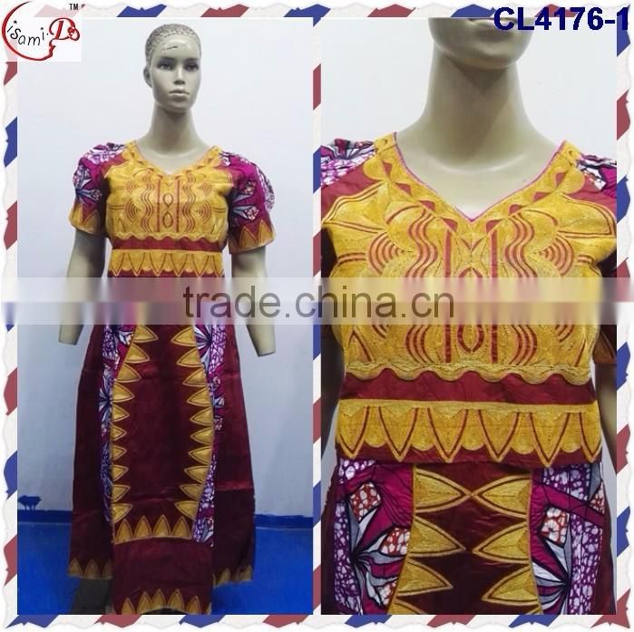 CL4176 Bazin Multicolored newest popular loose comfortable color special pattern long dress soft material African dress