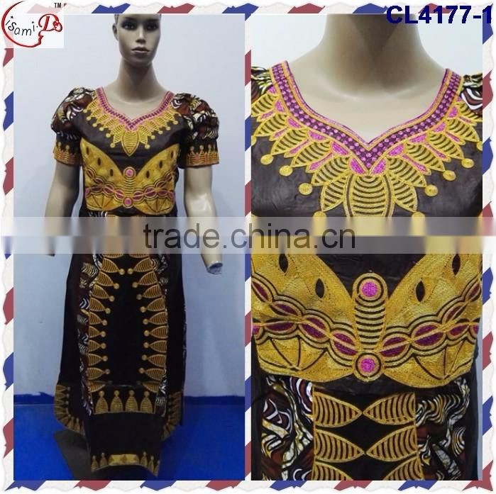 CL4177 Bazin Multicolored newest popular loose comfortable color special pattern long dress soft material African dress