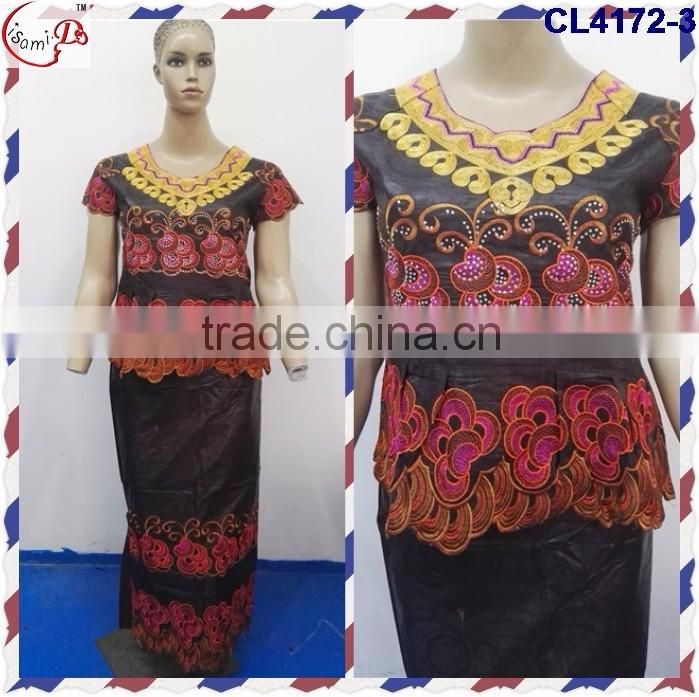 CL4172 Bazin Multicolored newest popular loose comfortable color special pattern long dress soft material African dress