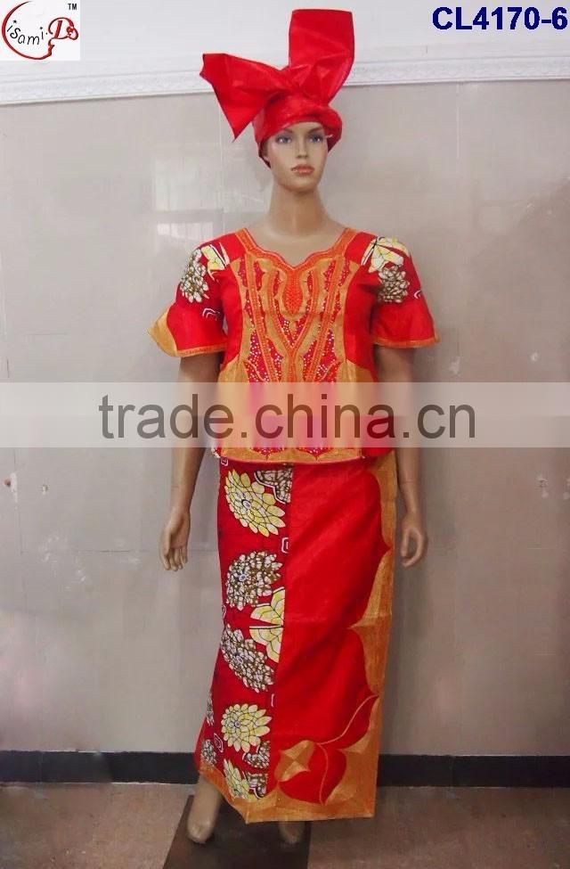 CL4170 Bazin Multicolored newest popular loose comfortable color special pattern long dress soft material African dress