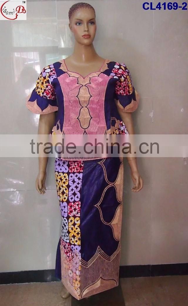CL4169 Bazin Multicolored newest popular loose comfortable color special pattern long dress soft material African dress