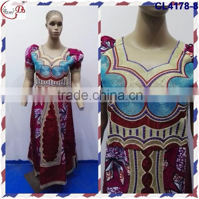 CL4178 Bazin Multicolored newest popular loose comfortable color special pattern long dress soft material African dress