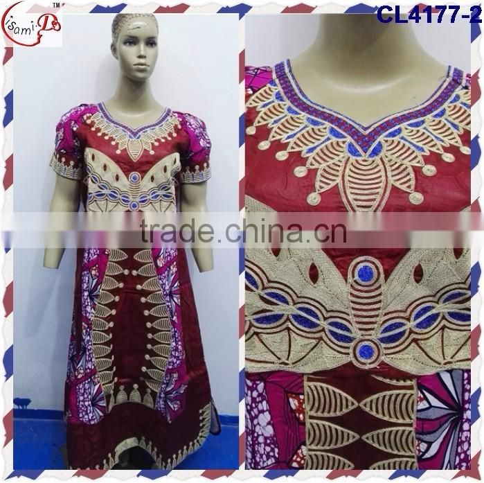 CL4177 Bazin Multicolored newest popular loose comfortable color special pattern long dress soft material African dress
