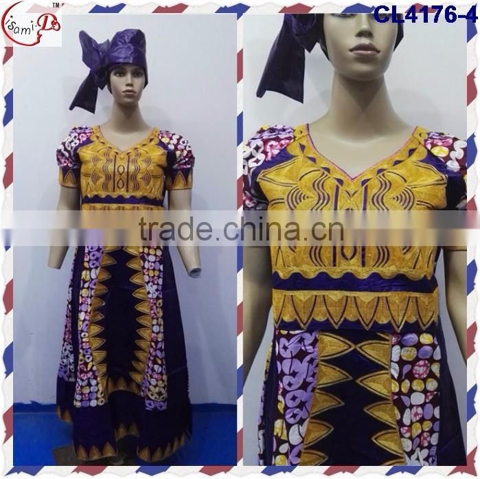 CL4176 Bazin Multicolored newest popular loose comfortable color special pattern long dress soft material African dress