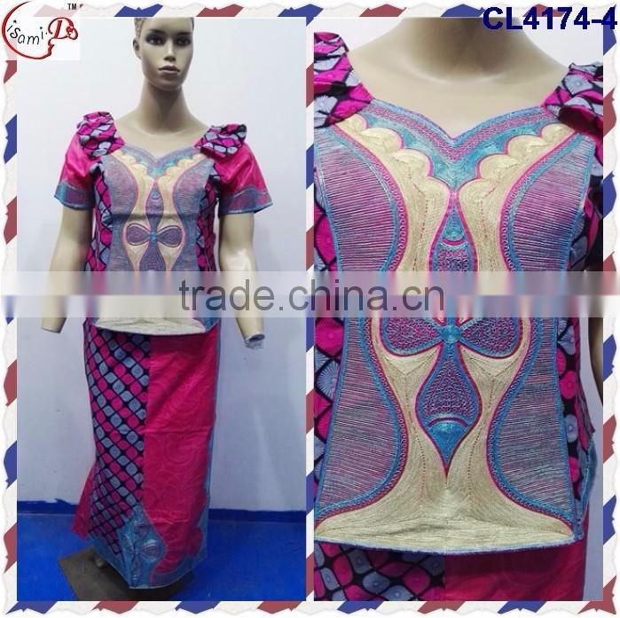 CL4174 Bazin Multicolored newest popular loose comfortable color special pattern long dress soft material African dress