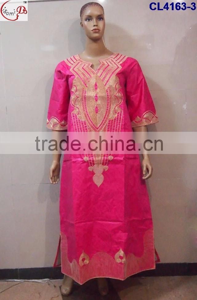 CL4163 Bazin Multicolored newest popular loose comfortable color special pattern long dress soft material African dress