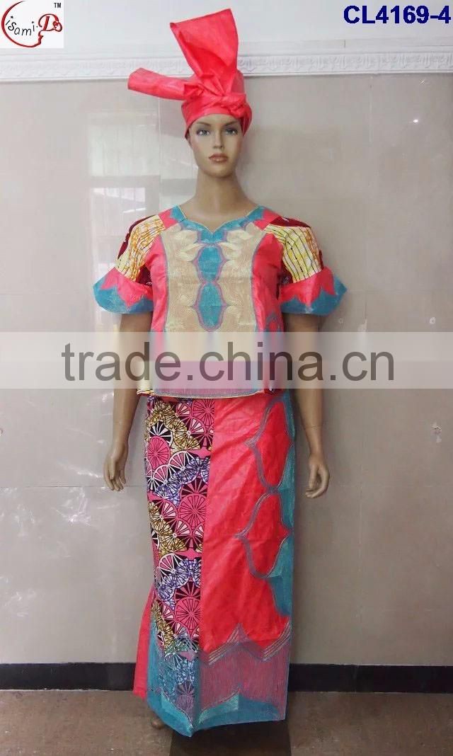 CL4169 Bazin Multicolored newest popular loose comfortable color special pattern long dress soft material African dress