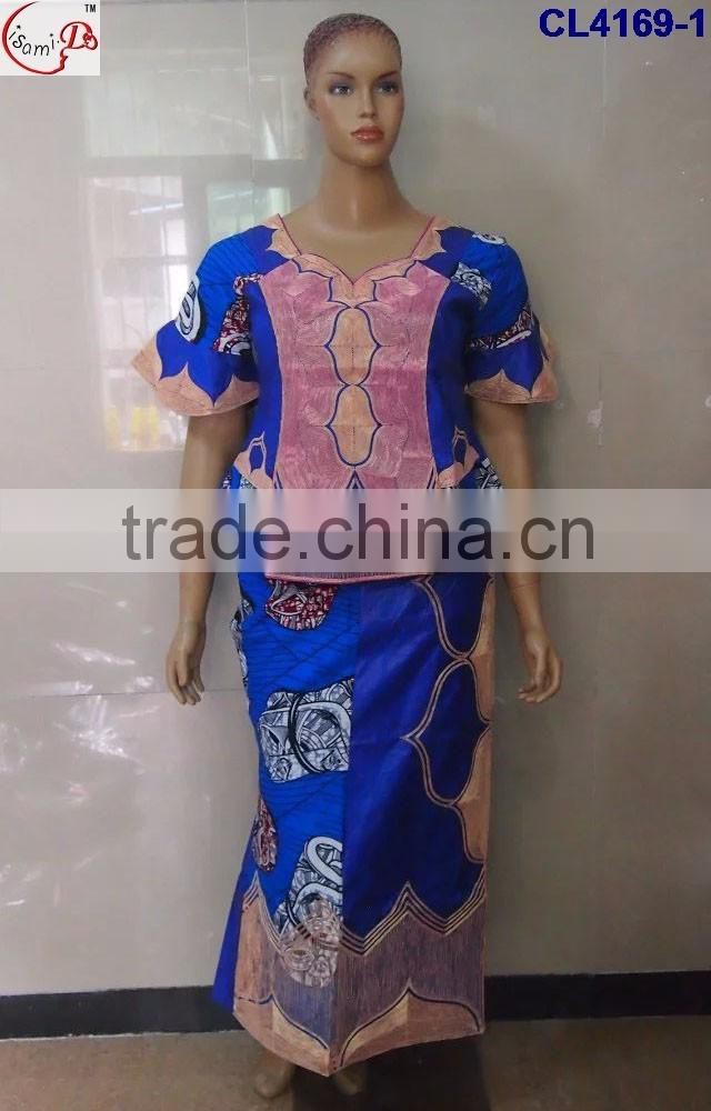 CL4169 Bazin Multicolored newest popular loose comfortable color special pattern long dress soft material African dress