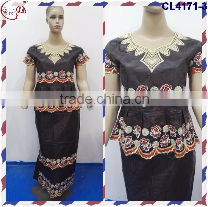 CL4171 Bazin Multicolored newest popular loose comfortable color special pattern long dress soft material African dress