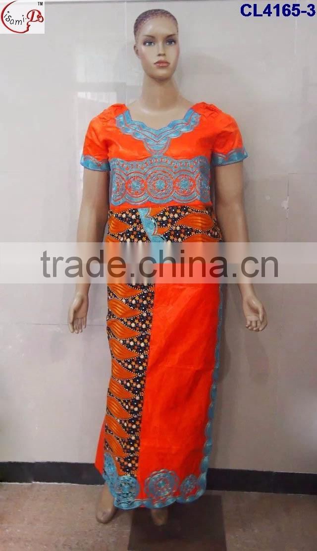 CL4165 Bazin Multicolored newest popular loose comfortable color special pattern long dress soft material African dress