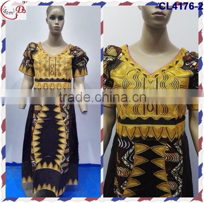CL4176 Bazin Multicolored newest popular loose comfortable color special pattern long dress soft material African dress