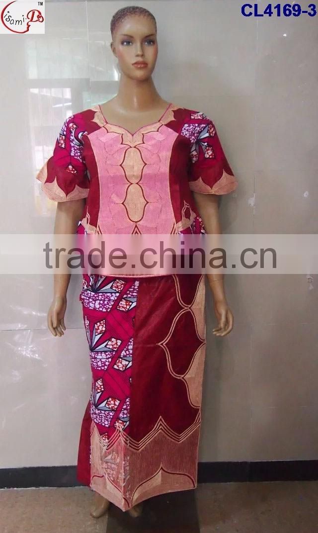 CL4169 Bazin Multicolored newest popular loose comfortable color special pattern long dress soft material African dress