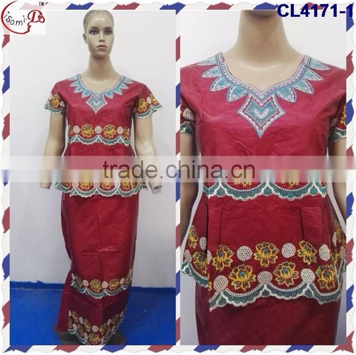 CL4171 Bazin Multicolored newest popular loose comfortable color special pattern long dress soft material African dress