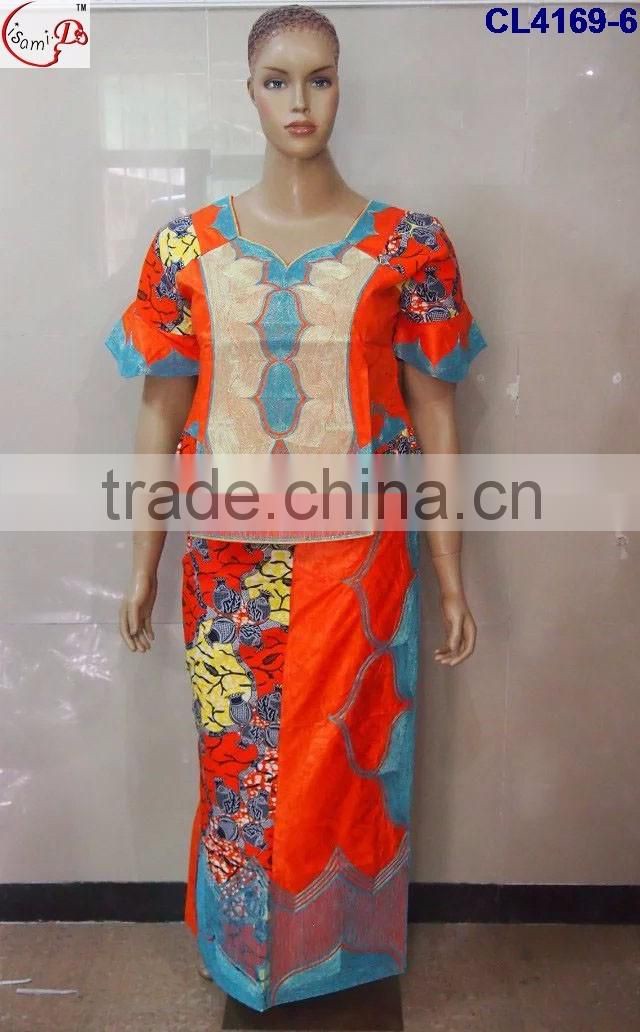 CL4169 Bazin Multicolored newest popular loose comfortable color special pattern long dress soft material African dress