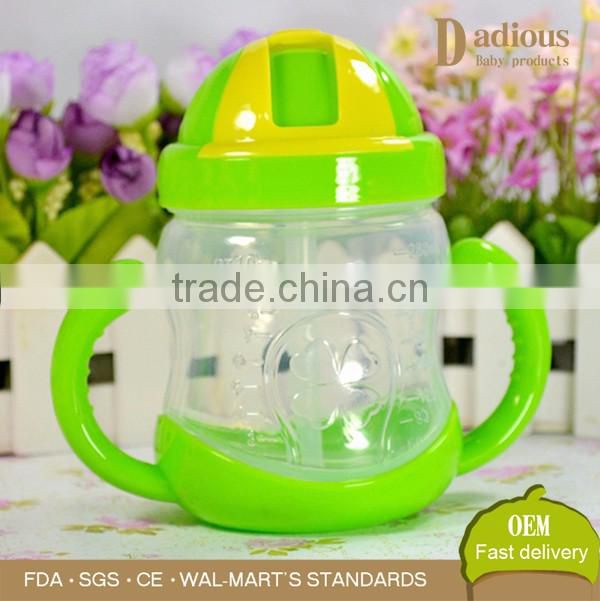 240ml baby drink training plastic water bottle with straw