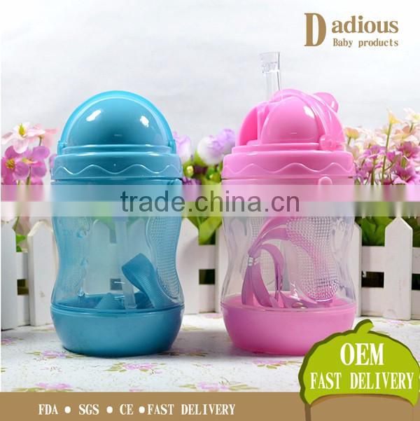 Fashion plastic material hot selling baby training drinking cup bottle