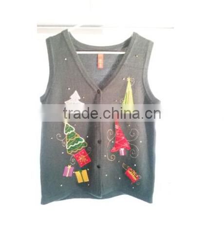 v neck christmas sweater vest,tchristmas sweater with patterns,tacky christmas vest
