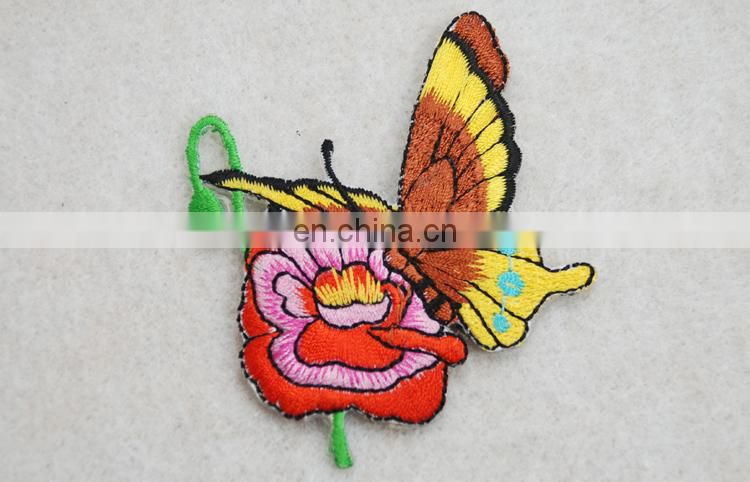 2017 new spring style flower and butterfly embriodery applique