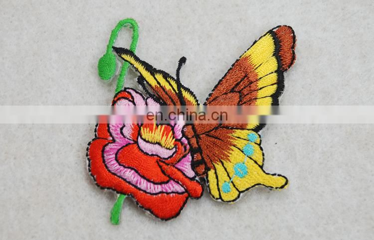 2017 new spring style flower and butterfly embriodery applique