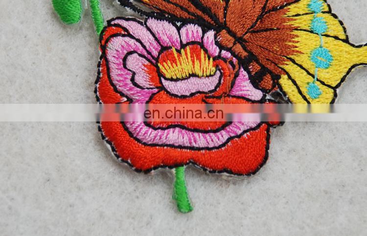 2017 new spring style flower and butterfly embriodery applique