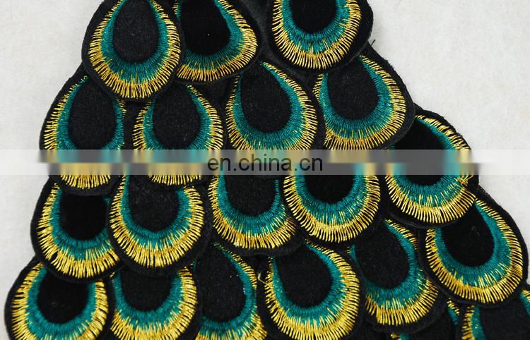 2017 Special design peacock tail feathers applique embriodery patch