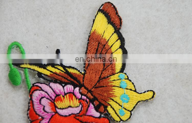2017 new spring style flower and butterfly embriodery applique