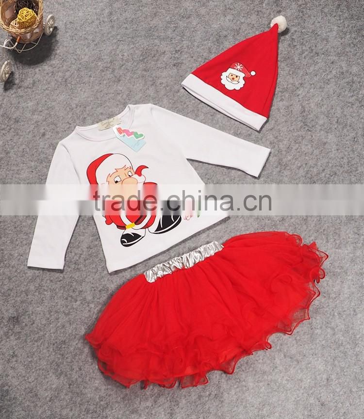 Wholesale baby stocks christmas decorating baby dress set with hat kids christmas gift set clothes