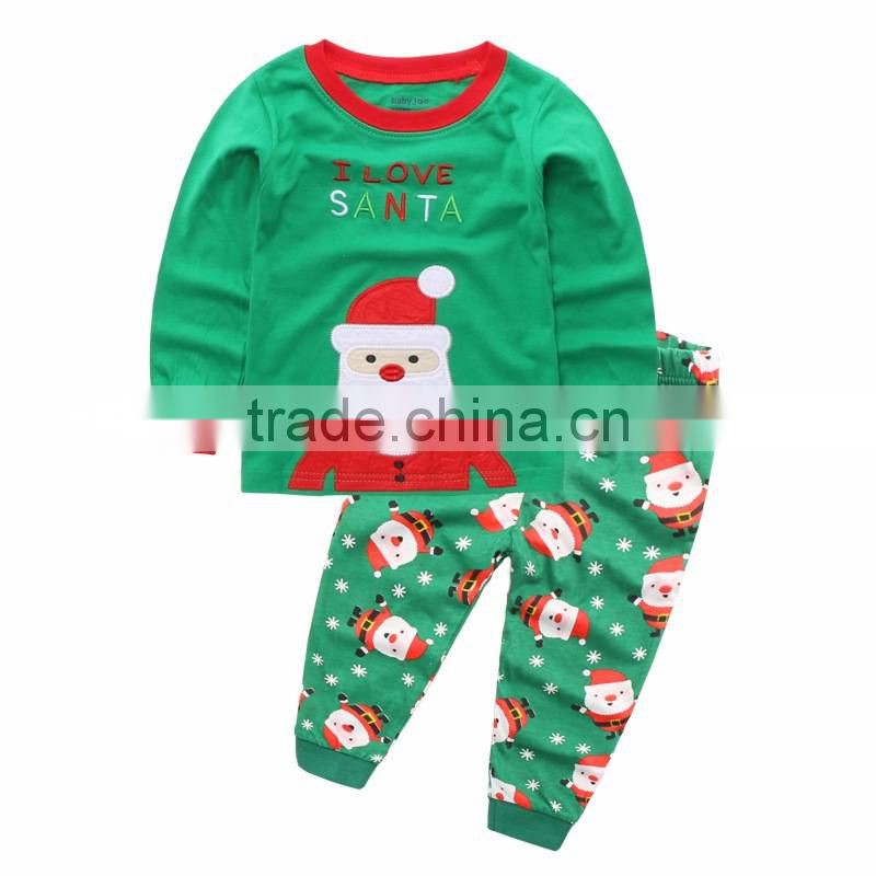 2017 New arrival kids wears christmas clothing santa claus pattern design kids christmas outfits