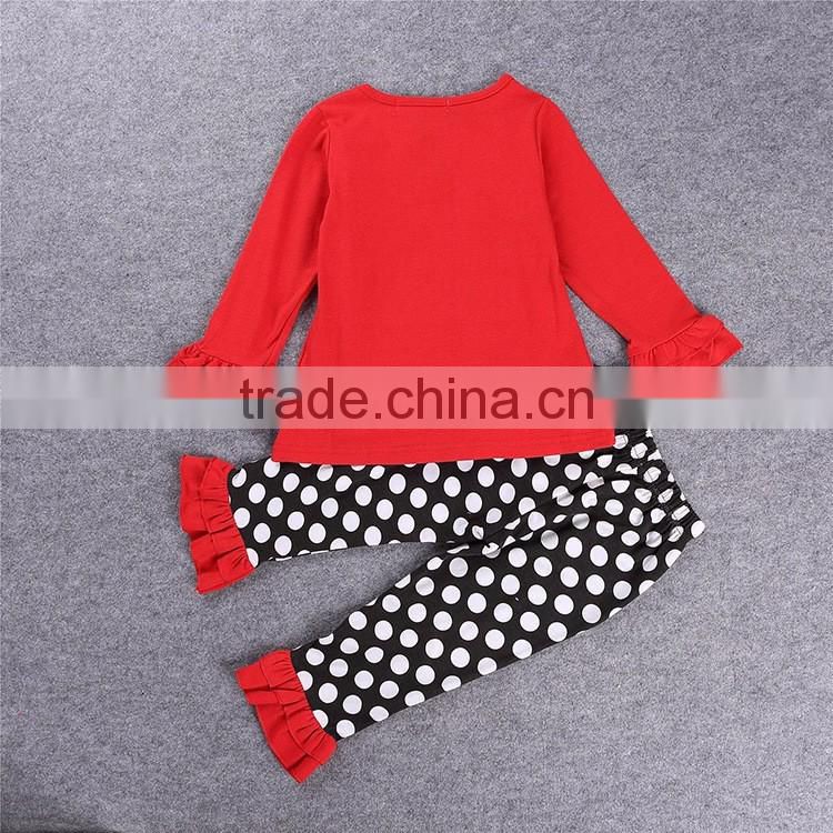 China manufacturer baby clothes kids chriatmas design bodysuit 2 pcs child clothing dot polka fall clothes