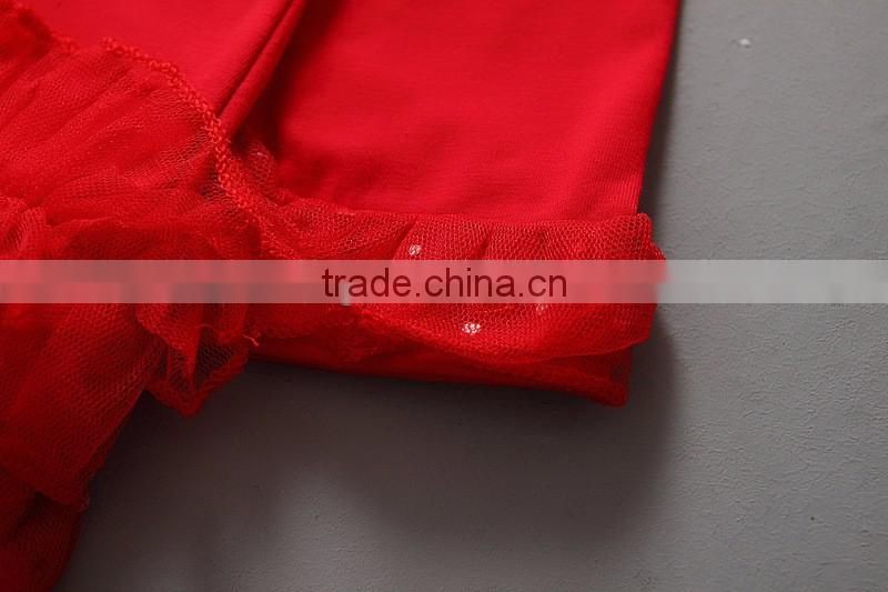 Hot selling baby girls wear red christmas clothes set snow pattern dot polka bodysuit kids clothing suit