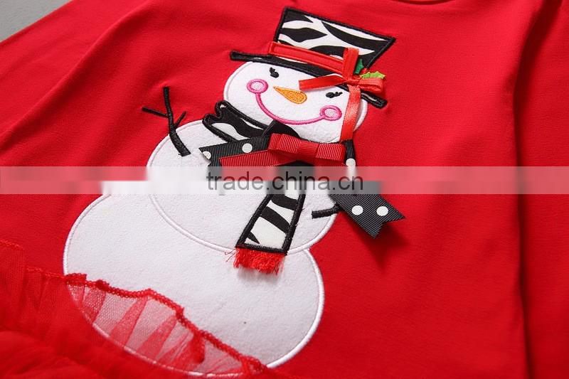 Hot selling baby girls wear red christmas clothes set snow pattern dot polka bodysuit kids clothing suit