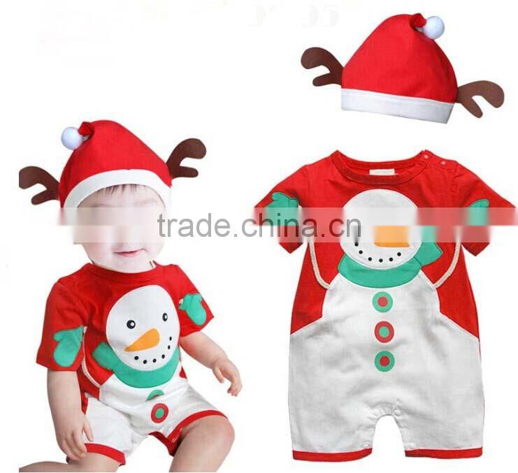 Custom children's boutique clothing christmas deer bedding outfit korean summer children boy clothing sets wth hat