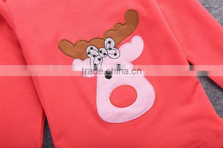 Feiming wholesale fall kids christmas clothing set children cute deer printed design leopard clothes set design