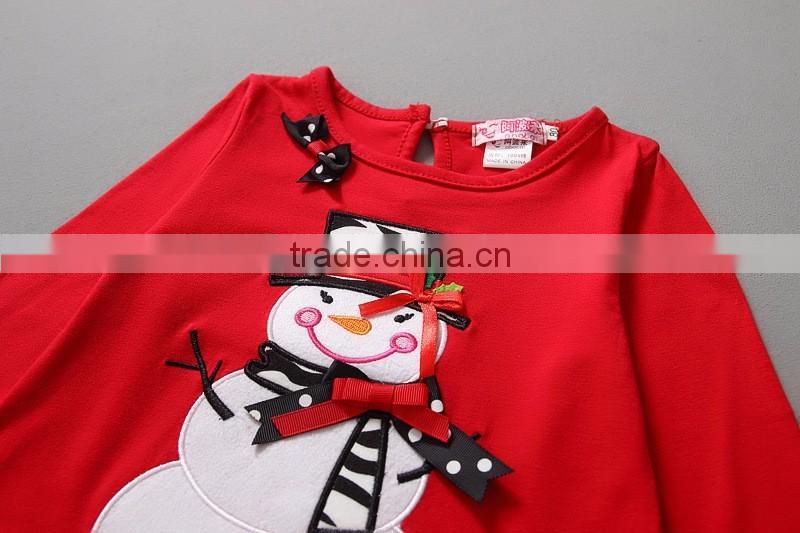 Hot selling baby girls wear red christmas clothes set snow pattern dot polka bodysuit kids clothing suit