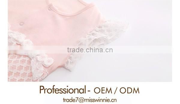 Fashionable pretty pink lace baby clothes romper baby romper