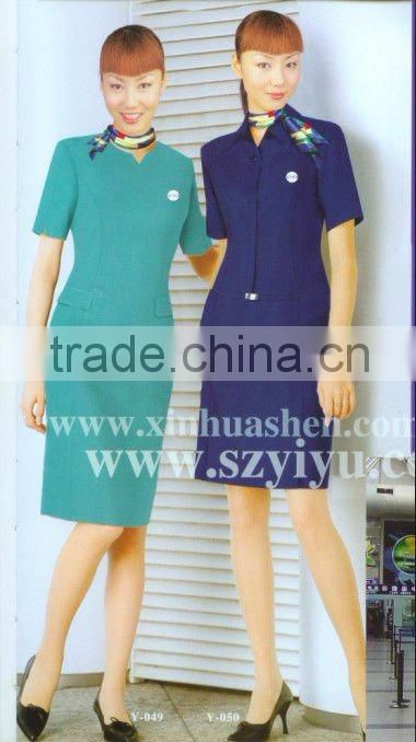 Wholesale handmade dark blue stewardess airline uniforms