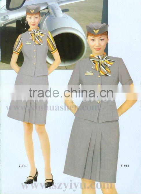 Wholesale handmade dark blue stewardess airline uniforms
