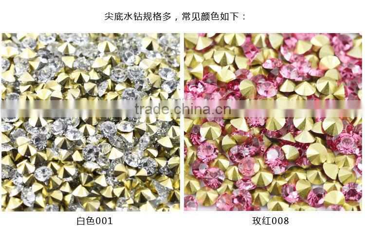 Resin round pointed bottom rhinestone/rhinestone trimming for garment decoration