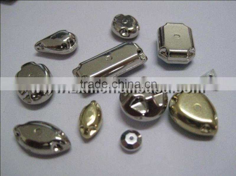 2015 Newest mixed color Acrylic Stones in Settings to Sew on for dress