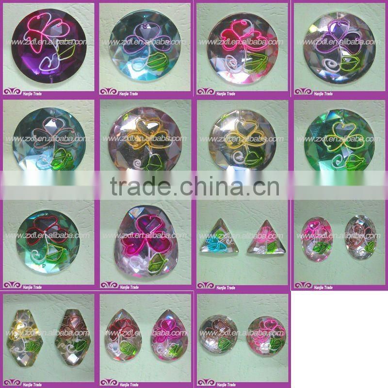 Wholesale crystal 27*30 mm rectangle flatback resin rhinestone hand painted flower