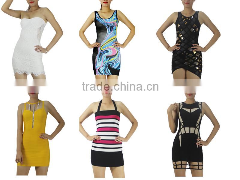 Simple design white spaghetti strap ladies dress china wholesale bandage dress