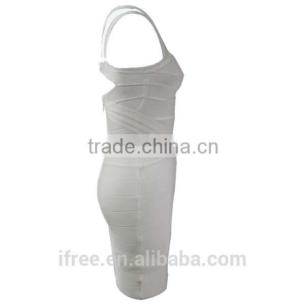 Classical white cutout strap summer bandage dress