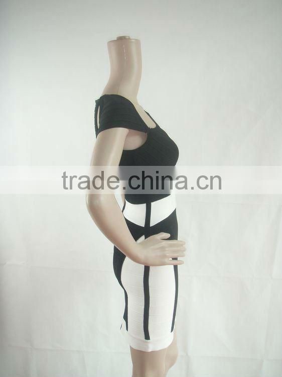 Classical black and white summer style bandage dress for girl