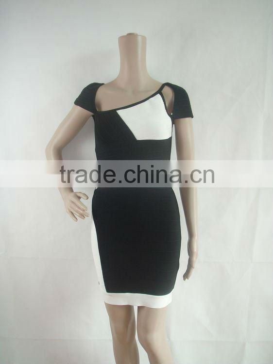 Classical black and white summer style bandage dress for girl
