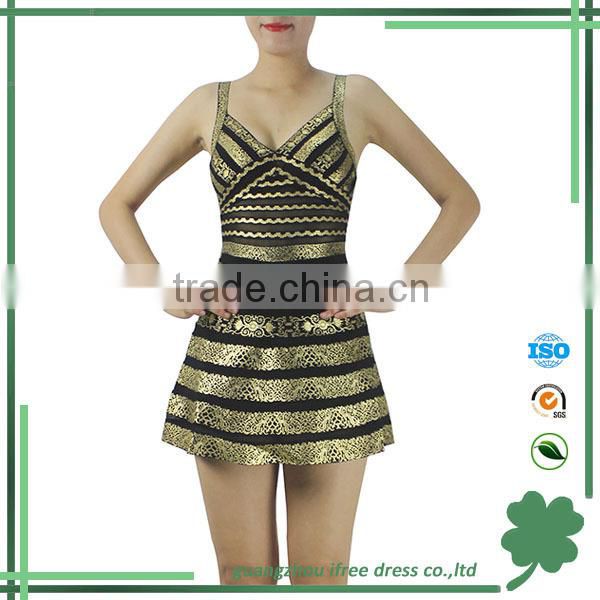 New Gold Foil Print Girls Party Aline Dress