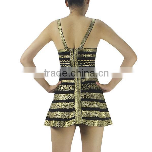 New Gold Foil Print Girls Party Aline Dress