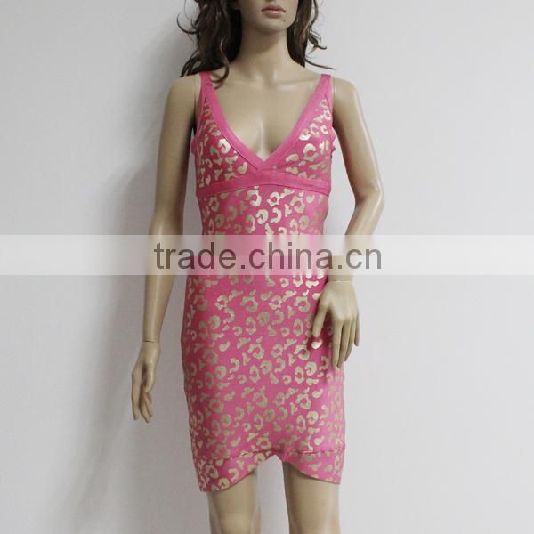 Wholesale pink print spaghetti strap summer dress