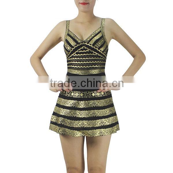 New Gold Foil Print Girls Party Aline Dress